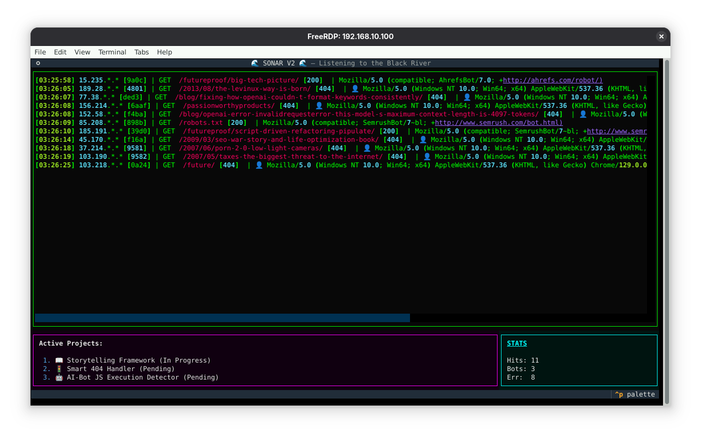 Streaming Web Logfiles to YouTube